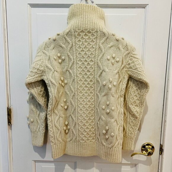 Vintage Kennedy of Ardara 100% Wool Chucky Cable Hand Knit fisherman Sweater Siz - Picture 6 of 16